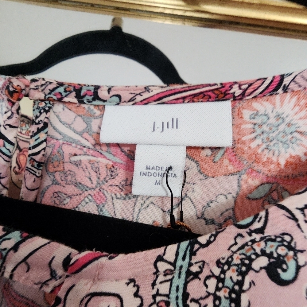 J Jill Boho Dress Full Length Maxi Short Sleeve Floral Rayon Paisley Size Med. - Picture 5 of 15